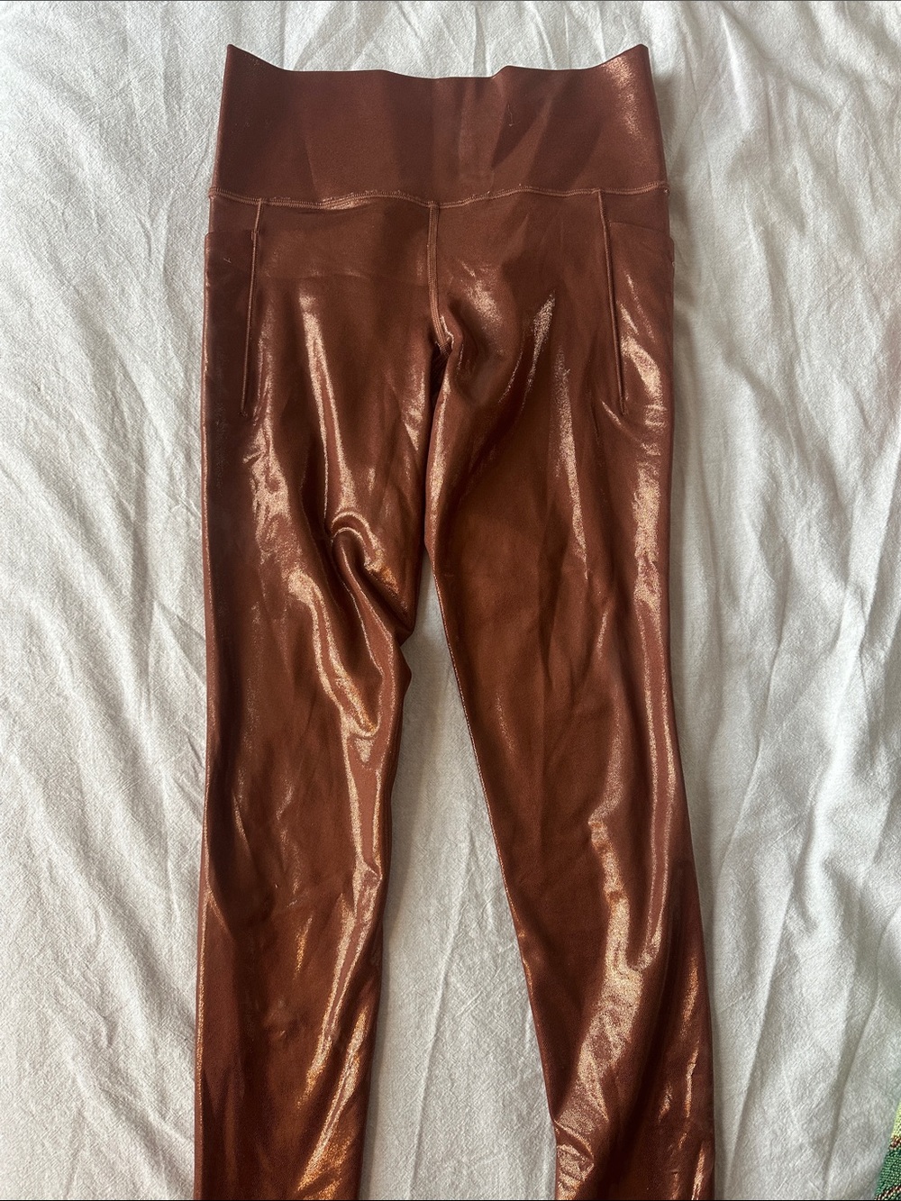 Athleta Shiny Rust Copper Leggings